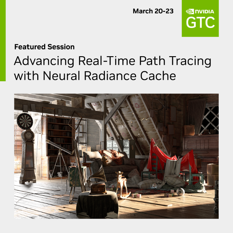 NVIDIAGameDev's tweet photo. Learn how our global illumination algorithm, Neural Radiance Cache (NRC), advances real-time path tracing and discover use cases and integration tips in this #GTC23 session.

#GameDev