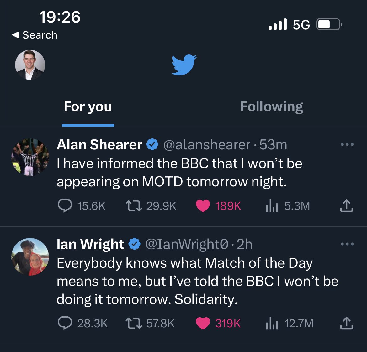 Viewers choice … I won’t be watching MOTD either !  <a href="/IanWright0/">Ian Wright</a> , <a href="/alanshearer/">Alan Shearer</a>  and <a href="/GaryLineker/">Gary Lineker</a>