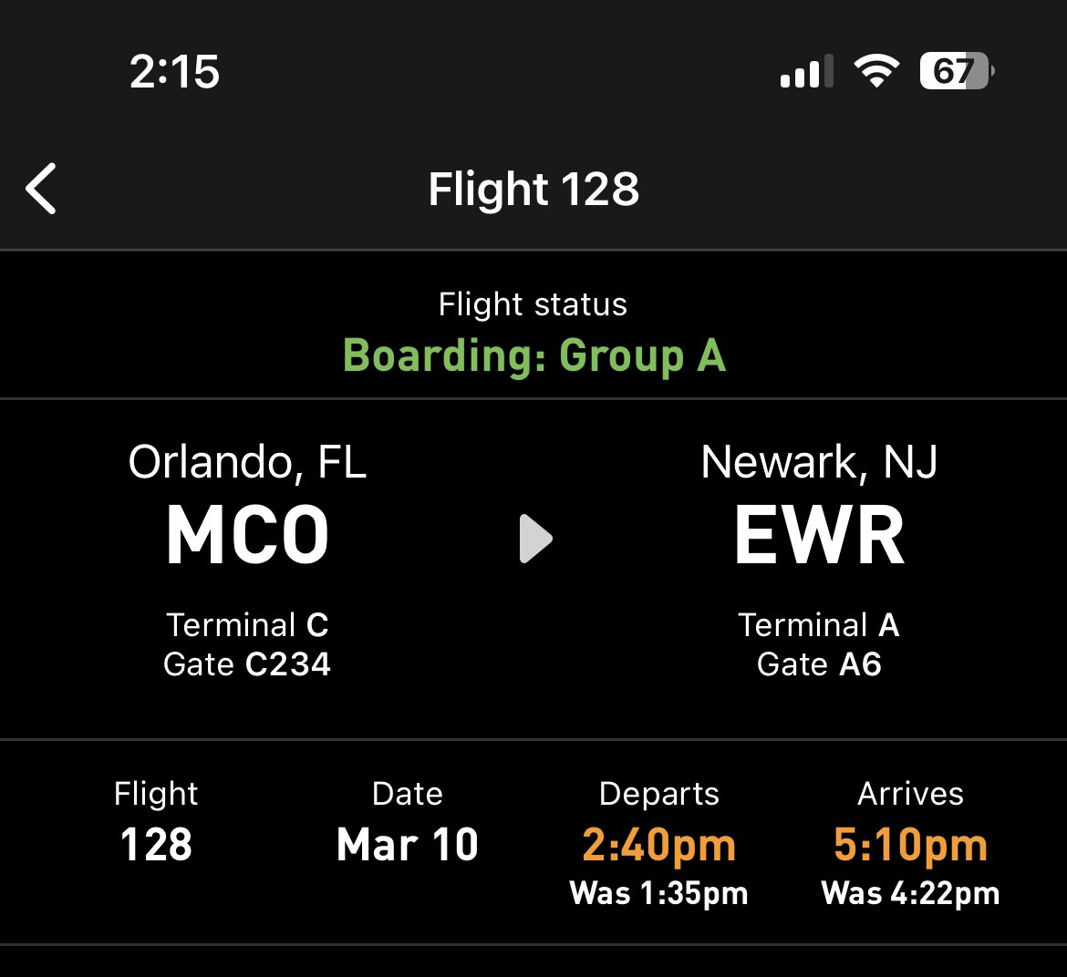 Correction: Flight B is delayed . Updates to follow