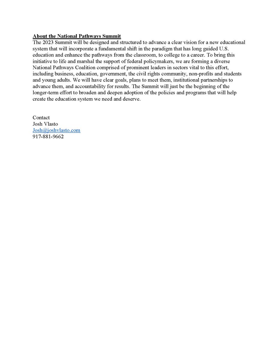 #Education Secretary Dr. Miguel Cardona to attend National Pathways Summit along with other prominent federal and state elected officials and top business reps