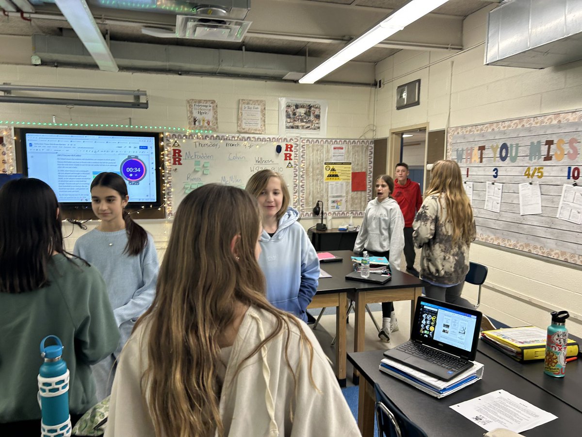MsDobbs's tweet photo. This week we honored Women’s History month by looking at teens who were Barrier Breakers and shared our findings with each other. Then swapped partners! Again and again! https://t.co/9snMx04opt