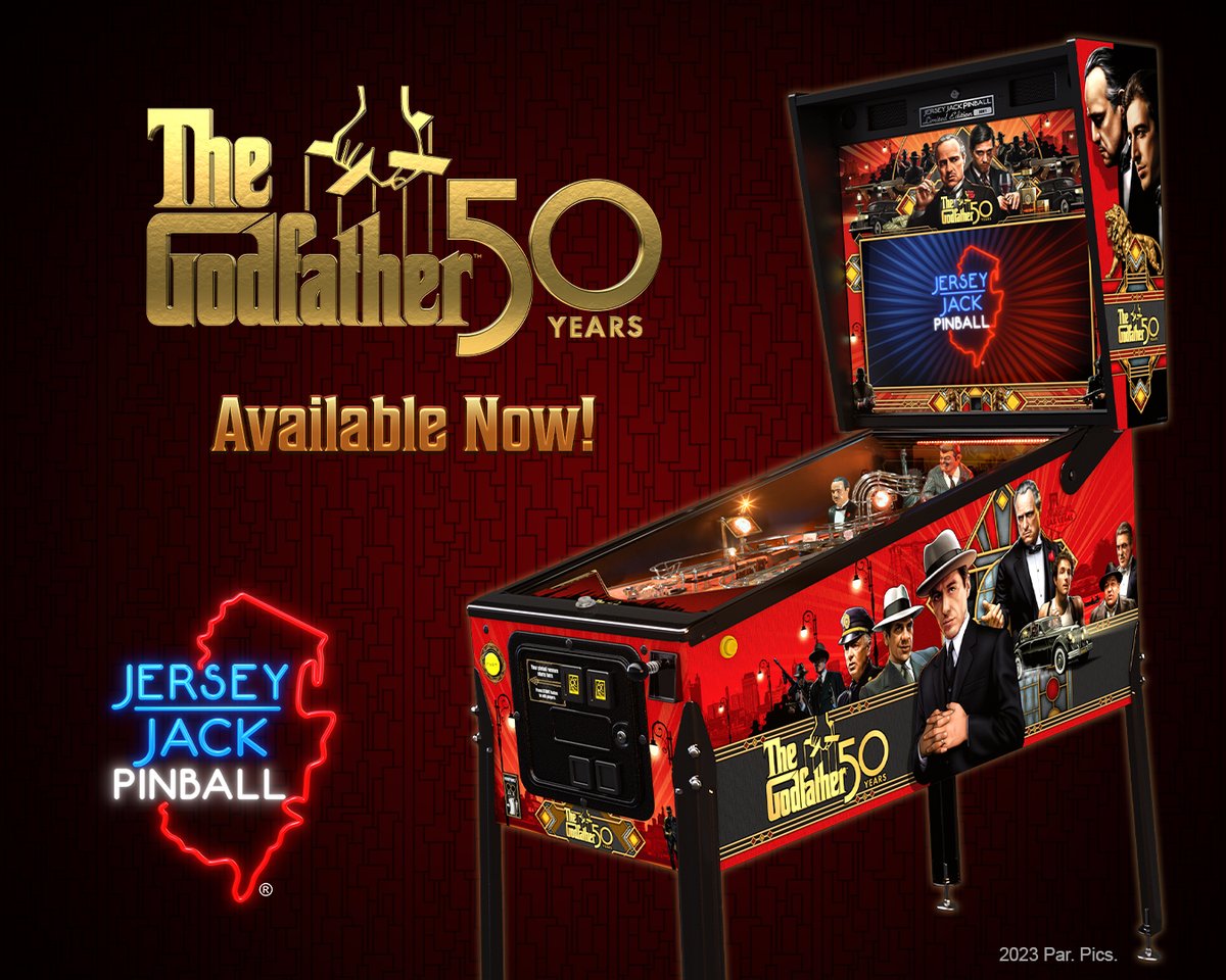 The Godfather 50th Anniversary Limited Edition pinball machine is available now at jerseyjackpinball.com.

#jerseyjackpinball #thegodfather #godfatherpinball