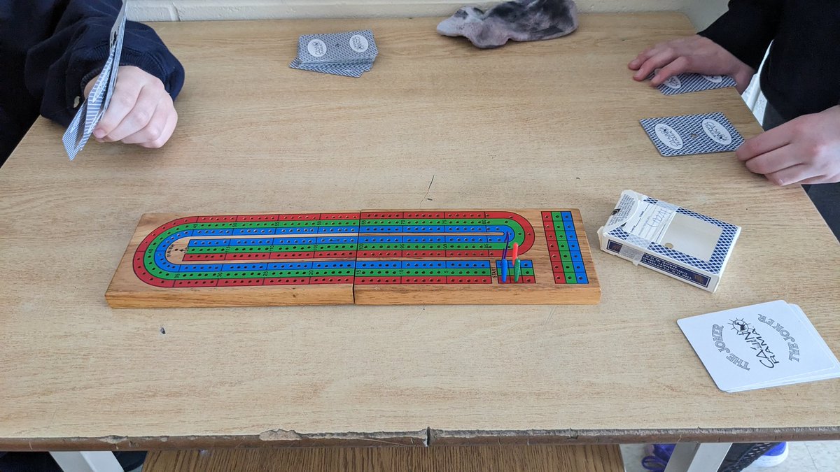 Learning to play cribbage! @OrchardParkPS <a href="/TeachAndrews/">Shawn Andrews</a>