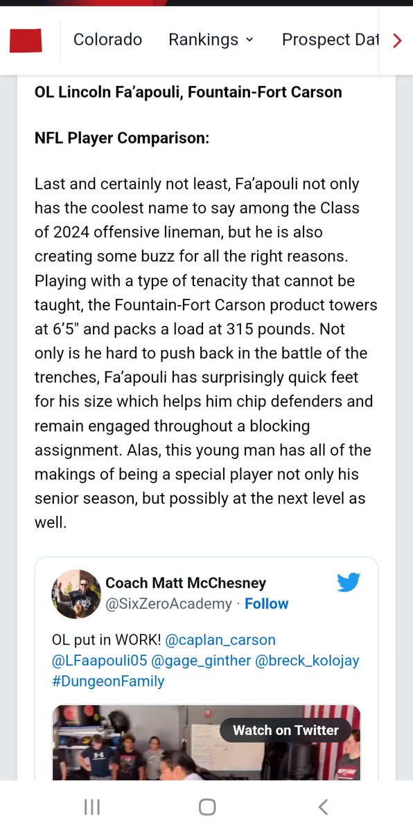 LFaapouli05's tweet photo. Thank you @griffin_conant4 @PrepRedzoneCO for tha article. @ffchsfootball @SixZeroAcademy @Coach_JNovotny @coachwes_23 #DungeonFamily #TrojanStrong #Legend4Life https://t.co/0OA5L6RKts