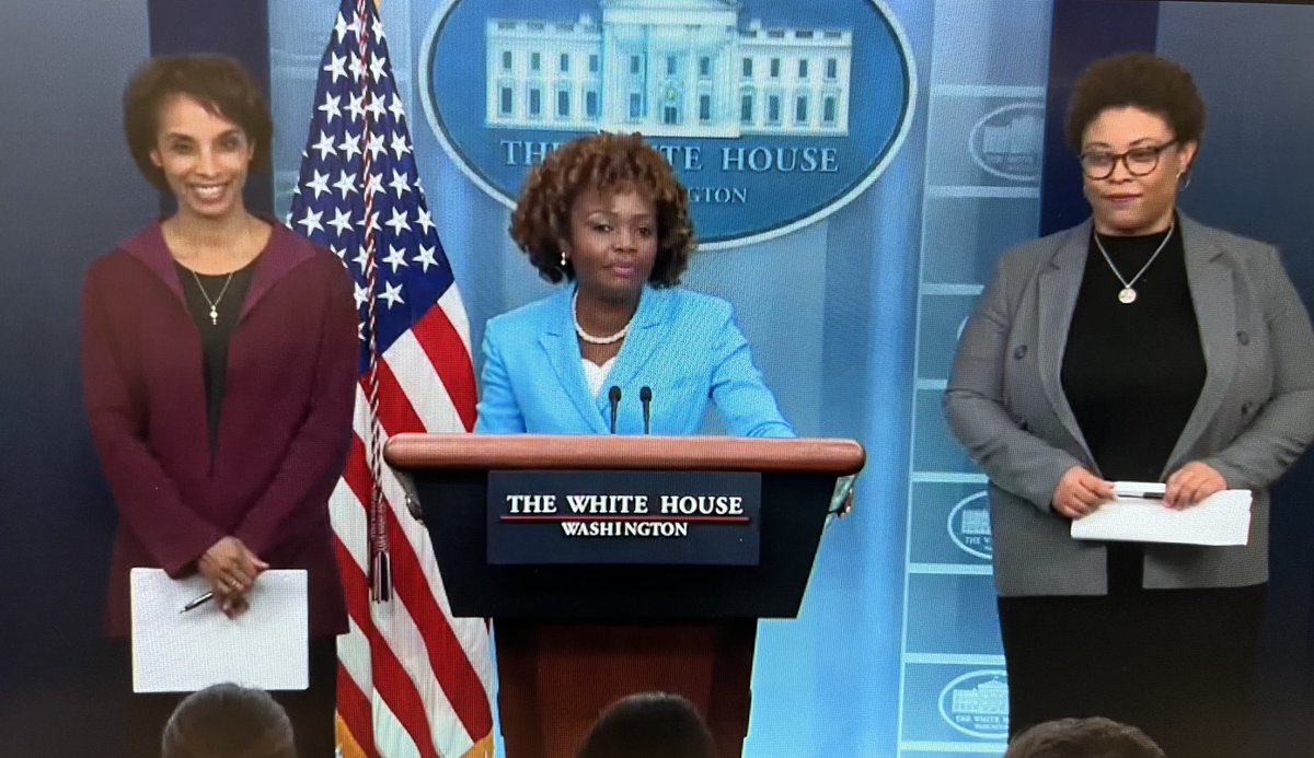 At the White House briefing today, three women of color who are each the first in their respective positions. ⁦<a href="/PressSec/">Karoline Leavitt</a>⁩ ⁦⁦<a href="/CeciliaERouse/">Cecilia Rouse</a>⁩ ⁦<a href="/ShalandaYoung46/">Shalanda Young (Archived)</a>⁩
