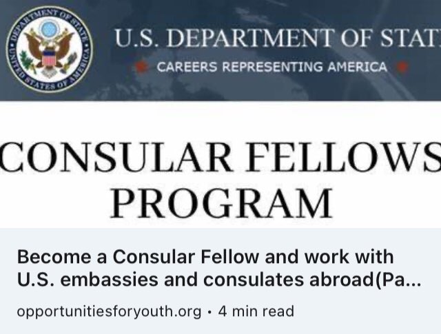 Become a Consular Fellow and work with U.S. embassies and consulates abroad(Paid Job)

Learn more and apply: bit.ly/3mD81yV

#work #job #growth #career #nationalsecurity #hiring #jobs #workinusa #usajobs #federalgovernment #federaljobs