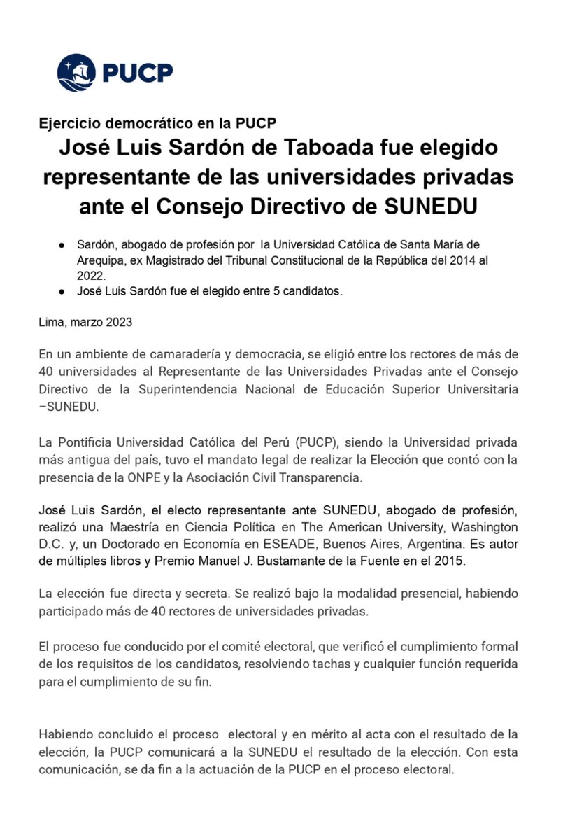 Felicitaciones por la excelente elección y, mas aun, por el ambiente de camaradería en el que se generó este consenso. Exitos <a href="/jlsardon/">José Luis Sardón</a>