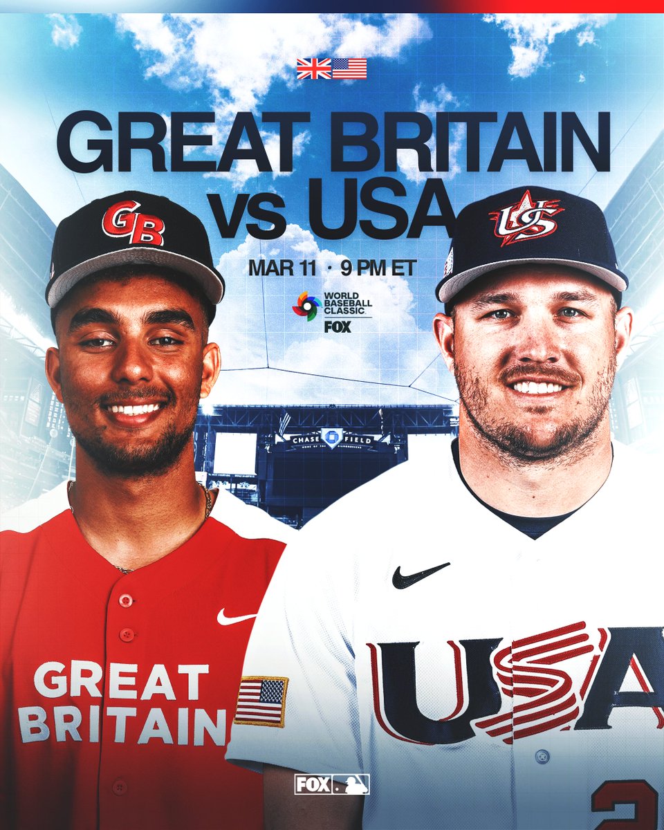 FOX Sports: MLB (@mlbonfox) on Twitter photo CAN'T. WAIT. 🇬🇧🇺🇸
TOMORROW: <a href="/USABaseball/">USA Baseball</a> takes on <a href="/GB_Baseball/">Great Britain Baseball</a> at 9pm ET on FOX 🙌 CAN'T. WAIT. 🇬🇧🇺🇸
TOMORROW: <a href="/USABaseball/">USA Baseball</a> takes on <a href="/GB_Baseball/">Great Britain Baseball</a> at 9pm ET on FOX 🙌