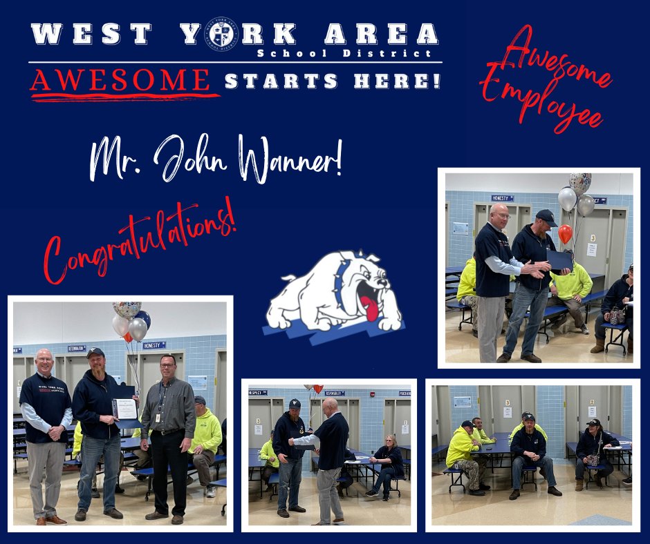 Congrats, Mr. Wanner, for being an AWESOME employee!  Mr. Wanner maintains the District's HVAC settings, ensuring all room settings are comfortable.  He is very knowledgeable and can assist in any repair, mechanical or electrical.  Mr. Wanner ROCKS!
#awesomestartshere <a href="/WYASDSupt/">WYASD Supt. Davies</a>