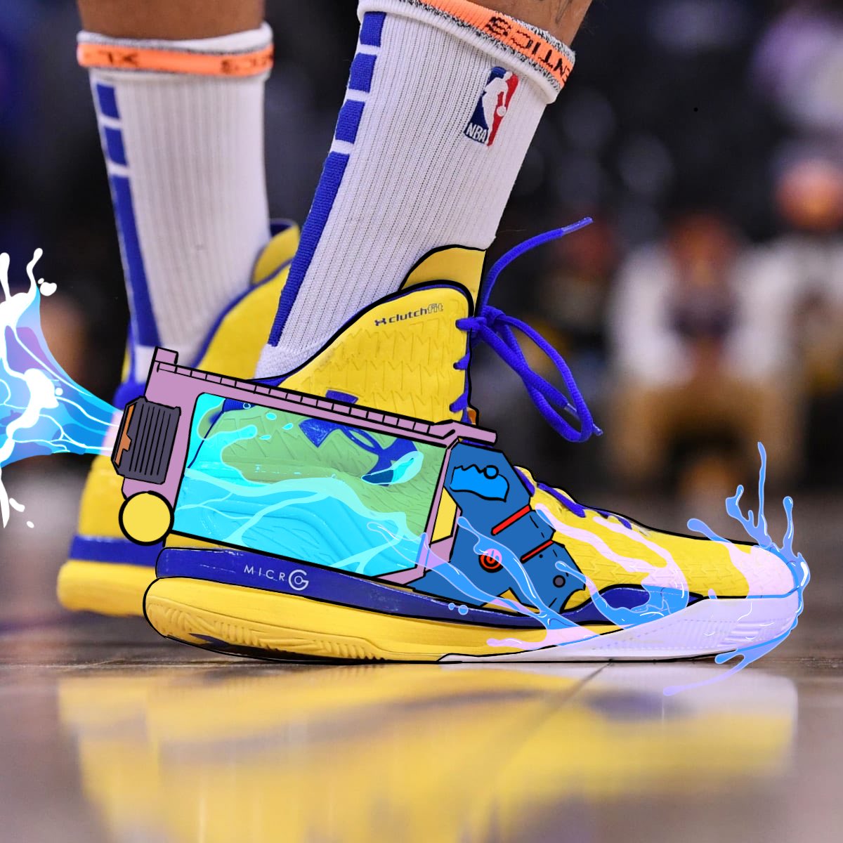 The Curry Cannons!

Inspiration behind these were if, what if he was powered by water cannons on the side of his shoes, also him being 1/2 of the splash bros