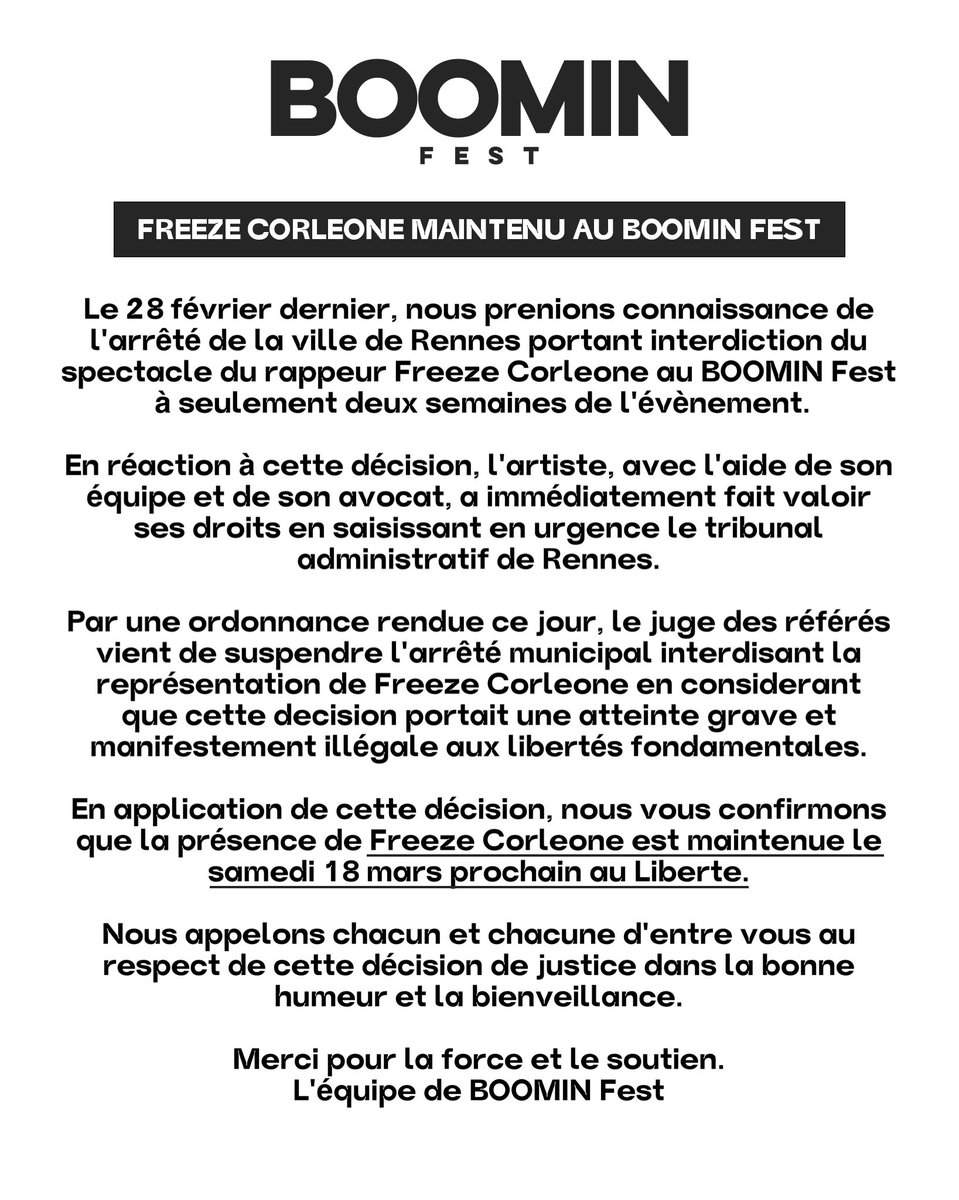 🚨 FREEZE CORLEONE MAINTENU AU BOOMIN FEST !