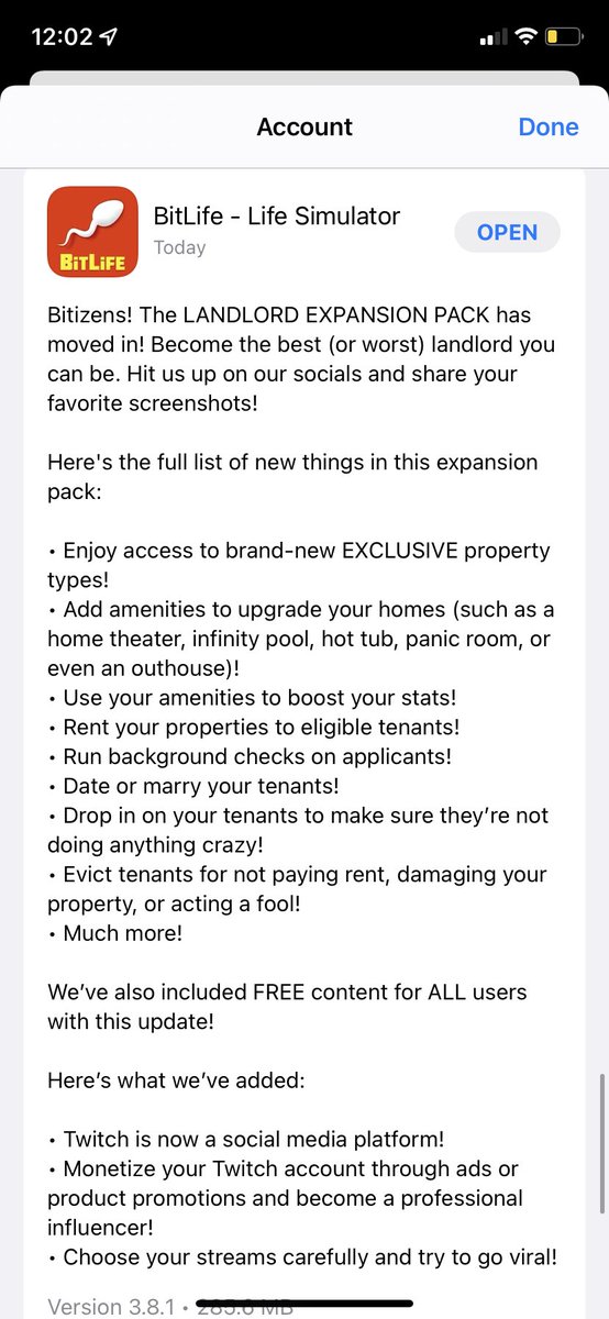 faurennluck's tweet photo. @BitLifeApp Hi there! @BitLifeApp I have had the app since 2018. I was super excited to see the release of the Landlord update, but when I go into the app it does not show the new features. Please help! https://t.co/Tlm4yy2sVj