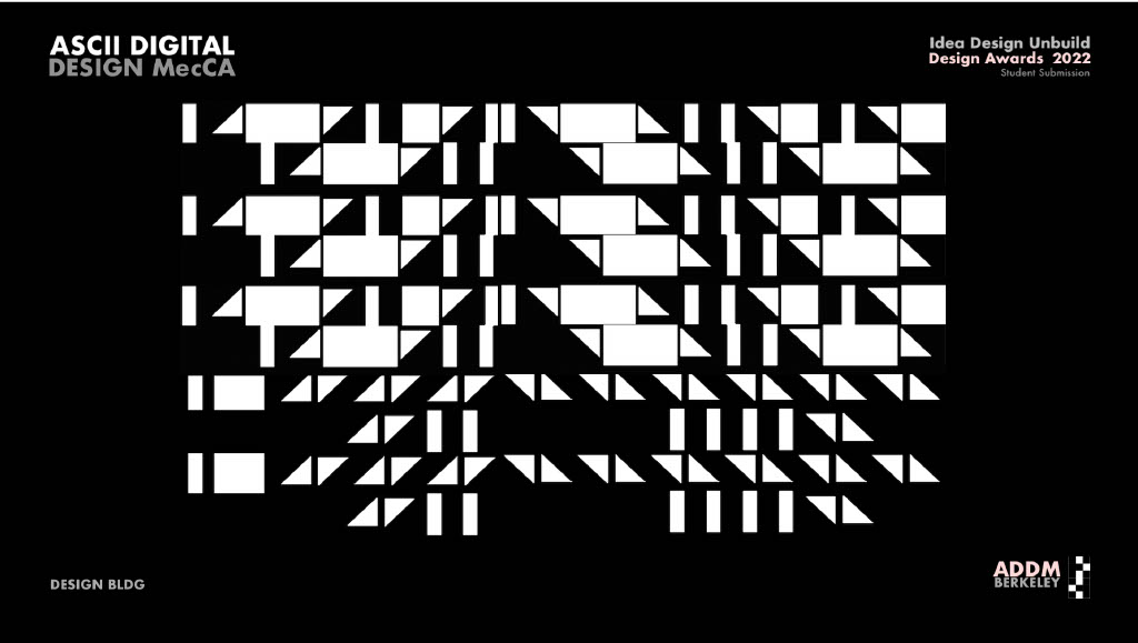 aiaeb's tweet photo. We’re thinking outside of the box for today’s #FirmFriday with Rozita Fogelman’s project “ASCII Digital Design MecCA”, a student Design Award finalist! This project was “solely designed using ASCII - American Standard Code for Information Interchange.” #aiaebdesignawards #aia https://t.co/Pc8KgTq2O5