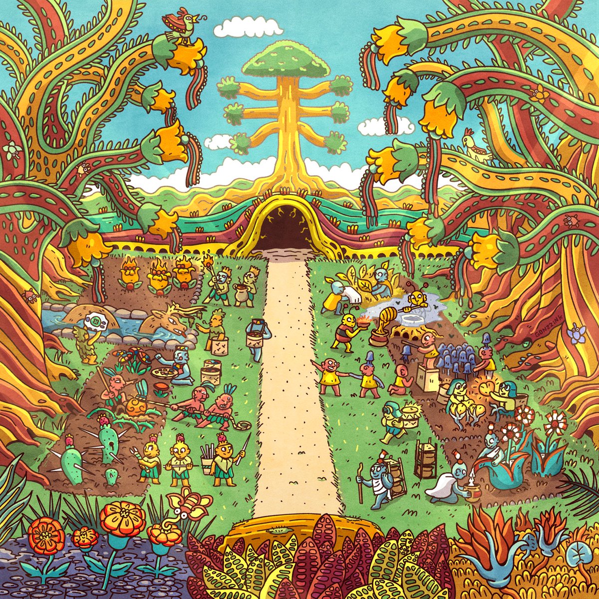 Our sophomore album “Little Garden” will be releasing on June 30th! Merch and vinyl preorders are available on our website, click the link below! The art was done by the incredible <a href="/Gonzzink/">Gonzalo Alvarez 🐓</a>!

dwellingsband.com