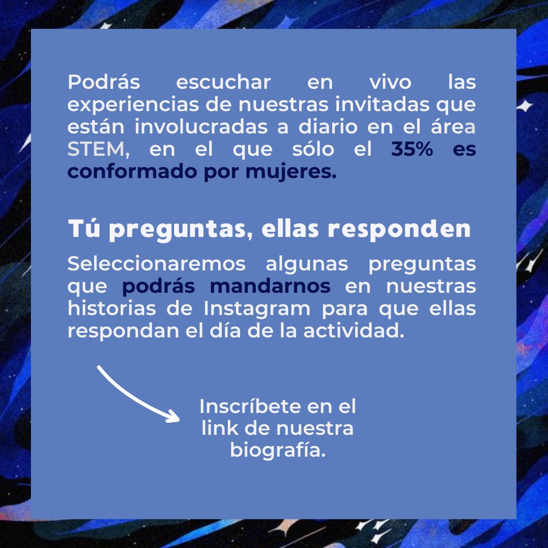 Te presentamos nuestra segunda invitada del conversatorio 🚀

Actividad virtual el día Sábado 11 de Marzo a las 15:00 horas

Inscripción: forms.gle/99bcZ46Un8ws3X…