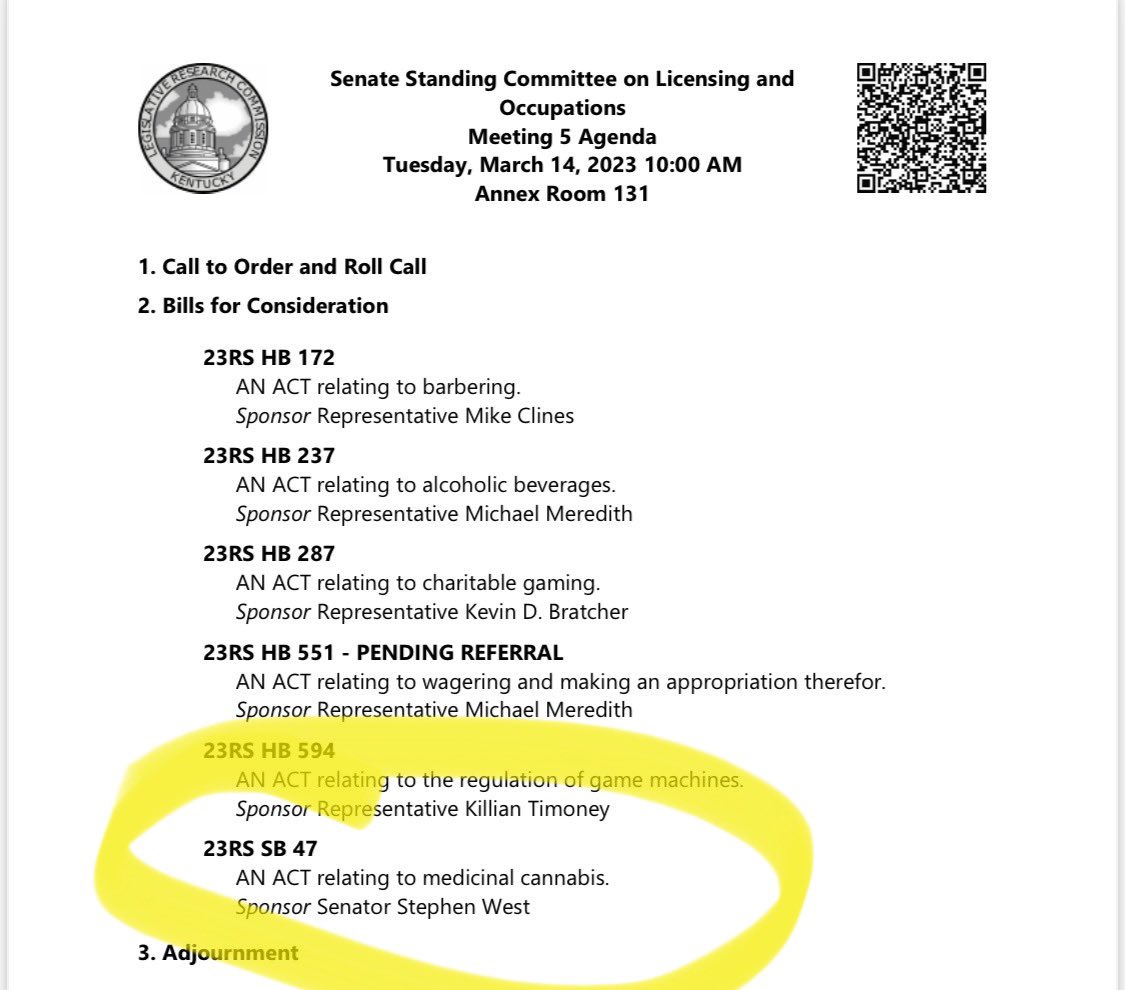 It’s official!!  We are on the agenda for Tuesday March 14!  Be there if you can!   #LetsGo #SB47 #KyGa23 #MMJ #KyPatients