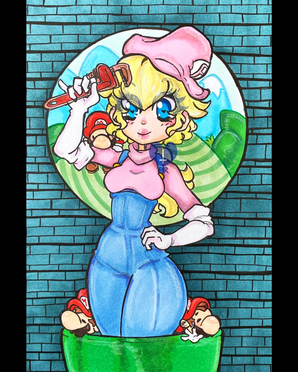 Panda_Reaper's tweet photo. Happy Mar10 day 
Had to draw Peach as a cute plumber cause I'm basic 
#traditionalart #princesspeach https://t.co/M8j7isHAAF