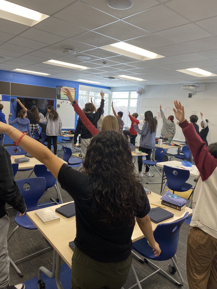 keverett96's tweet photo. A little TPR in math class today to show our understanding of slope #inspire96 @MrsKopp96 https://t.co/8OP5mPqdIX