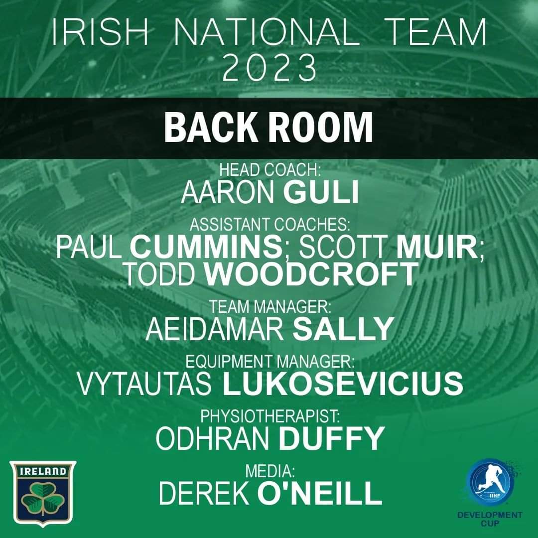 IIHA's tweet photo. Proudly presenting the 2023 men's senior national team, coaches and back room staff. #IrishIceHockey #IIHA #IIHF @IIHFHockey @sportireland @TeamIreland @iresport https://t.co/3wfoRl7AqG