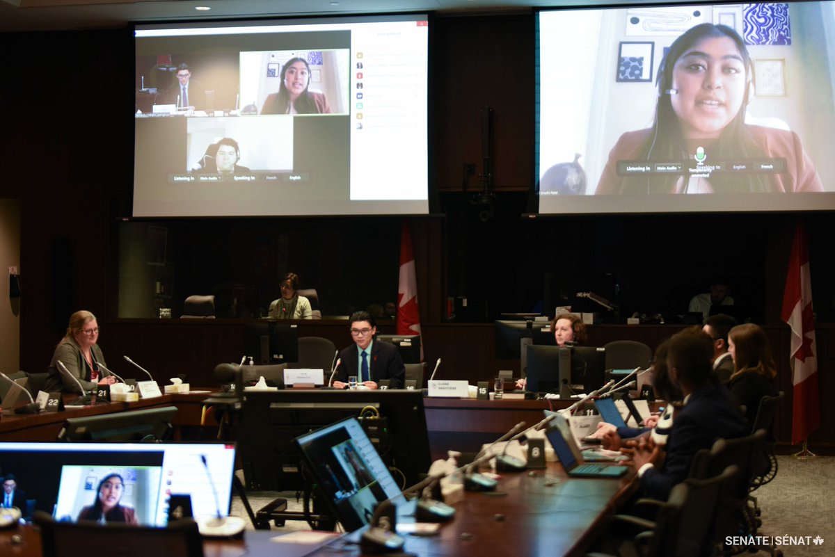 SenateCA's tweet photo. #ModelSenate Committee on Foreign Affairs and International Trade met today to study the Cannabis Act and produce a report. 

Thank you Senator @wellsdavid for appearing as a witness and answering questions!

#AEFA #ModelSenate2023 #SenCA https://t.co/V3ZzTDpTUC