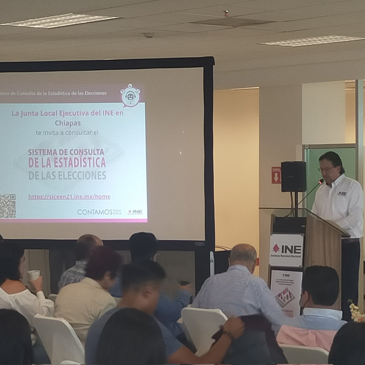 Tcastellano1974's tweet photo. #Hoy participé en @Unicach_Press evento "Los datos hablan: Presentación del Sistema de Consulta de la Estadística de las Elecciones y del Estudio Muestral Participación Ciudadana 2021" realizado Junta Local y Distritos 06, 09, 10 y 11 @INE_Chiapas @INEMexico https://t.co/KpQpGoyjrE
