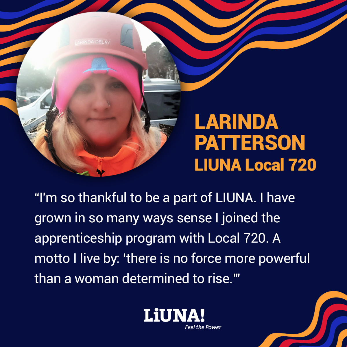 Today, we recognize Larinda Patterson, a proud member of #LIUNA Local 720 in Denver, CO. 

#DeterminedToRise #UnionProud #WICWeek23 #WHM #Apprenticeship #ApprenticeshipWorks #1U #Colorado #Local720 #FeelThePower