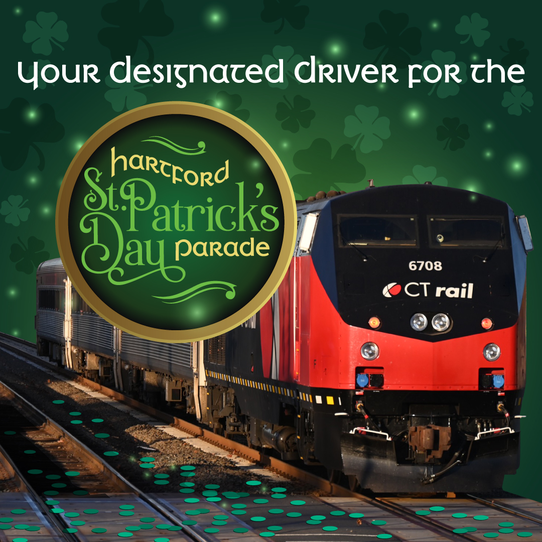 Sham-rock and roll to the parades with CTrail! ☘️🚂🍺

📅 March 11th - Hartford St. Patrick's Day Parade
📅 March 12th - New Haven St. Patrick's Day Parade

#StPatricksDayParade #StPatricksDay #TakeTransit #CTrail #HartfordLine