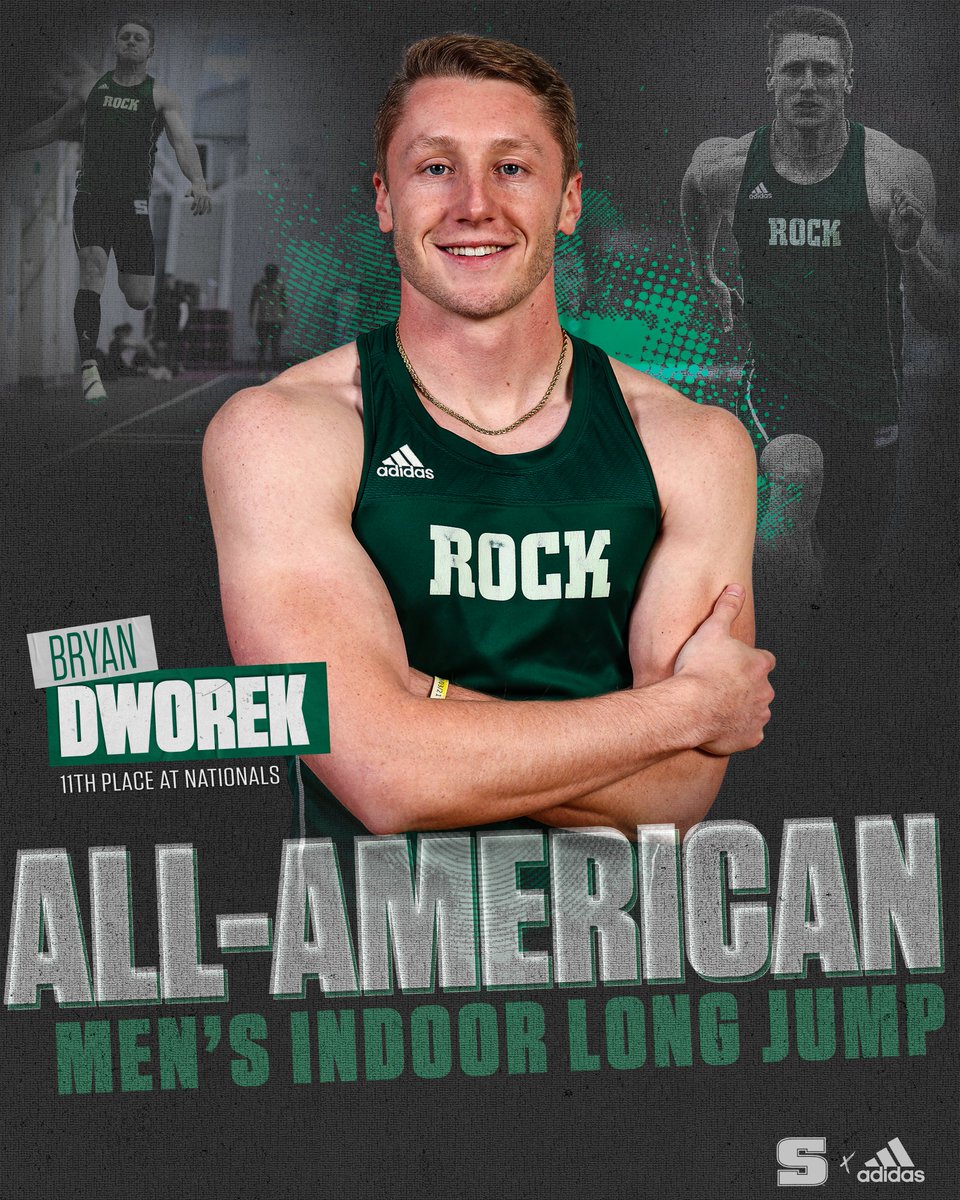 Rock_Athletics's tweet photo. MT&amp;F: It's an All-America finish for Bryan Dworek! He will end up 11th in the long jump at the National Championships (7.11 meters). Dworek missed out on finals by just 3/4 of an inch, but still finished two spots higher than his seed for his first career All-America honor! https://t.co/5oHnYJ85JZ