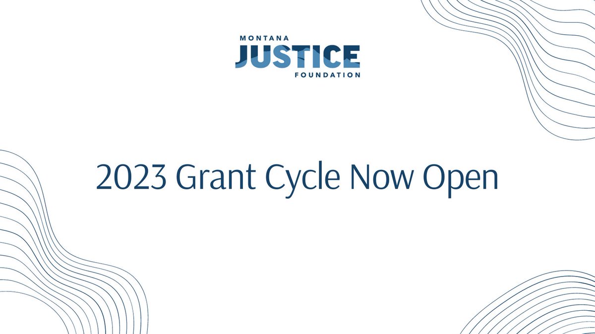 MTJusticeFDN's tweet photo. MJF is now accepting applications for our 2023 Access to Justice Grant Cycle!

MJF grants provide funding to qualified nonprofit organizations committed to expanding access to justice for all Montanans.

Click the link below to apply and learn more. 
https://t.co/ffYnlVtbUz https://t.co/595BnrWihj