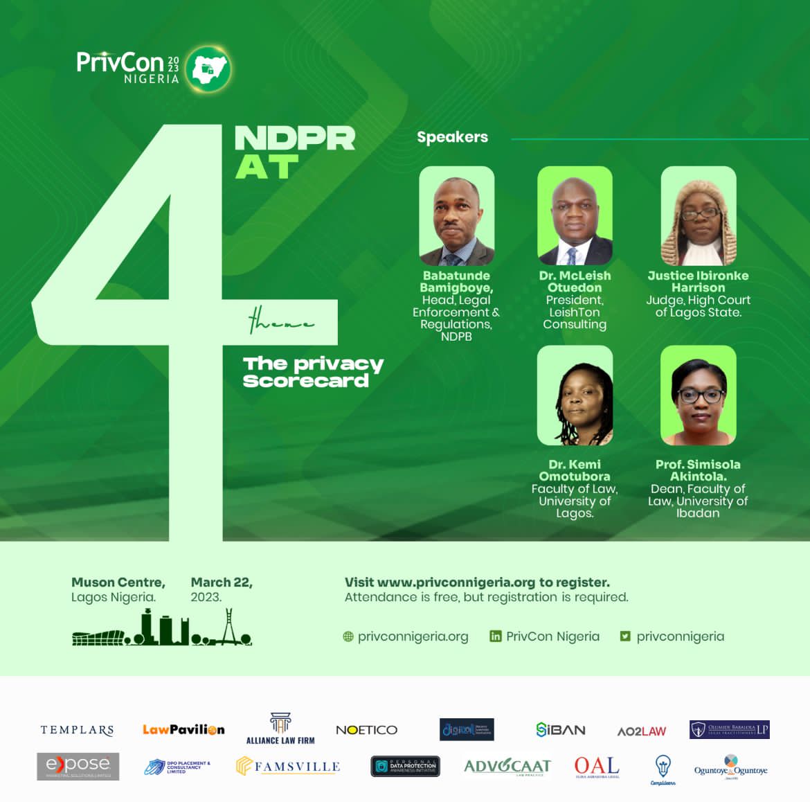 PrivConNigeria's tweet image. We’re 12 days away from our privacy conference taking place on Wednesday, March 22nd, 2023 at 9am WAT.

1st Panel Session: 
NDPR @ 4 - The Privacy Scorecard.

Register now at: privconnigeria.org 

Follow us on LinkedIn &amp;amp; IG: @privconnigeria #PrivCon2023 #privacyconference