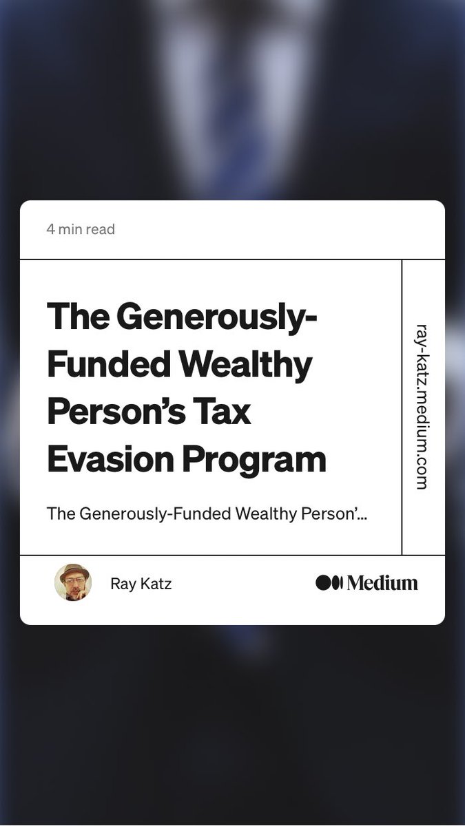 facciottimedia's tweet photo. “The Generously-Funded Wealthy Person’s Tax Evasion Program” by Ray Katz
https://t.co/v6iif46PQt https://t.co/qOtCuO2OJk