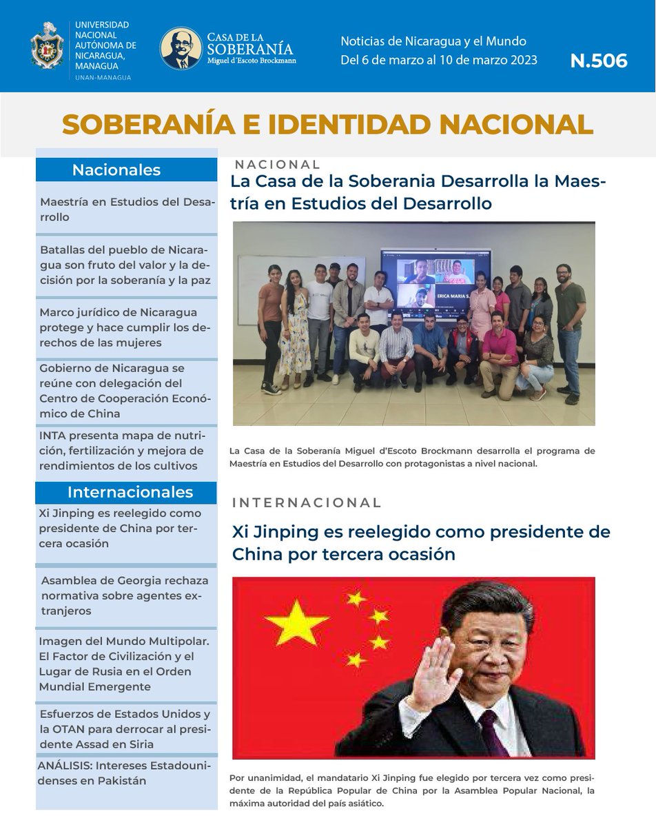 CasaSoberania's tweet photo. #10deMarzo2023 |Te compartimos la edición 506 de tu Boletín Informativo “Soberanía e Identidad Nacional”

Nota nacional destacada:

📌 La Casa de la Soberanía desarrolla la Maestría en Estudios del Desarrollo

📲 Ver aquí:
https://t.co/z1k0i2L9Us 

#MásVictoriasPuebloPresidente https://t.co/LOlIFqGhkY