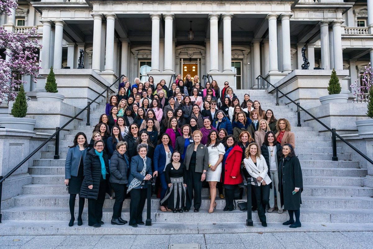 WhiteHouse46's tweet photo. To mark Women’s History Month and Purim, the White House hosted its first-ever Jewish Women’s Forum. More than 70 Jewish women leaders met with @SecondGentleman and Biden-Harris Administration officials to discuss gender equity, combating antisemitism, and civic engagement. https://t.co/qD0eajFsHl
