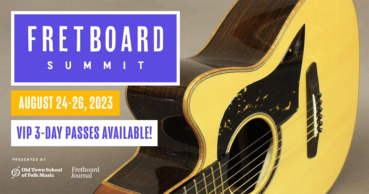 FretboardSummit's tweet photo. Know for sure you're coming to Fretboard Summit 2023 in Chicago Aug 24-26 at @oldtownschool  in collaboration with @fbjournal? 
Secure your entry into every single concert, workshop, lecture, and luthier showcase (PLUS VIP exclusives) with an advanced 3-DAY ALL ACCESS PASS! https://t.co/vTKAXOi7WD