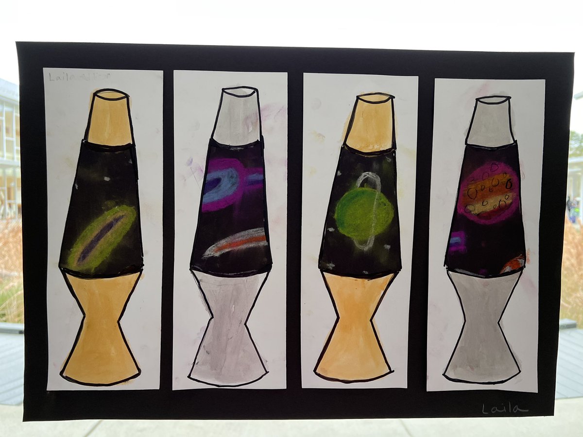 KLeMayArtTeach's tweet photo. This 4th grade artist was so excited to see her lava lamps on display this afternoon! I am just as excited as she is! They are awesome! #steamproject @CPES4LIFE @DrManigo @ladavids_a @ChelyseMiller @VBCPSVisualArt https://t.co/E1xlssYHfJ