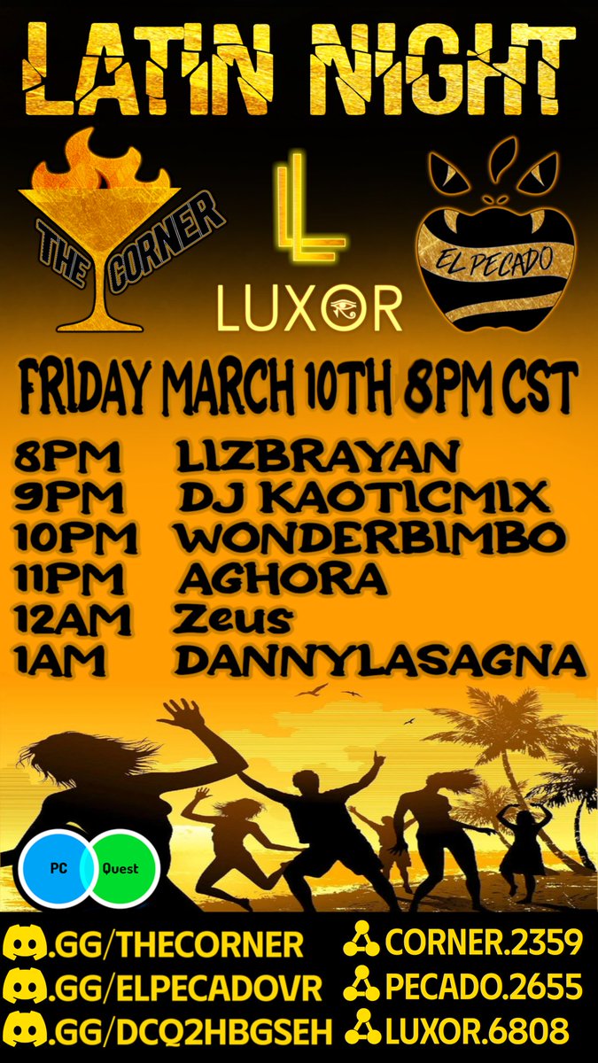 thecornervr's tweet photo. Join us tonight for latin night~ 
#thecornervr
#vrclubs #vrchat #vrclubbing #luxorvr #elpecadovr https://t.co/9X16JkYpcS