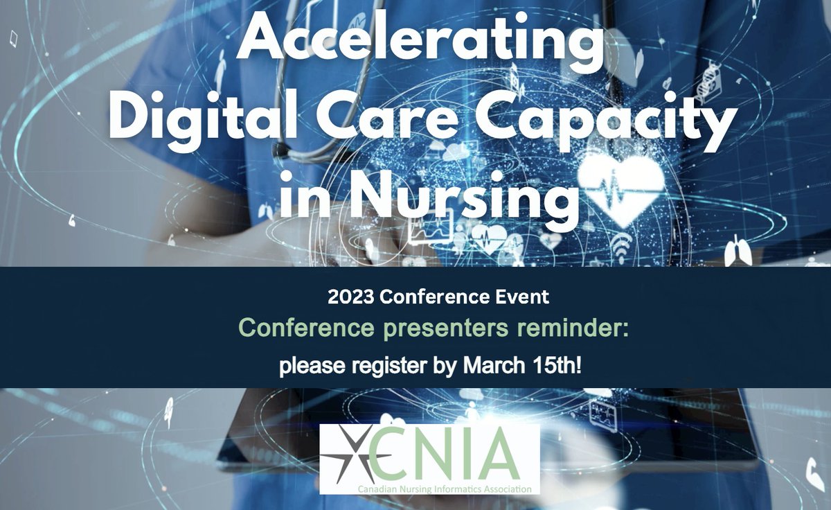 A message for all of our amazing presenters for the upcoming CNIA conference. Registration link here: lnkd.in/eEKiN2Ay #nursinginformatics #digitalhealth #CNIA