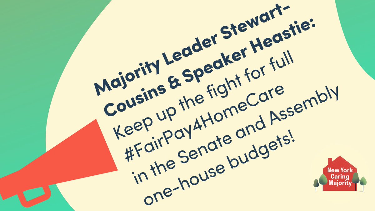 TY for your prior support for #FairPay4HomeCare <a href="/AndreaSCousins/">Sen. Stewart-Cousins</a> @CarlHeastie 

W/o Fair Pay there will be a shortage of 1.47 mill home care workers in NY by 2035

We are counting on your support again. Please include the full Fair Pay in the Senate &amp; Assembly one-house budgets!