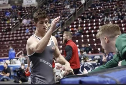 Congratulations to Grant MacKay on winning his quarterfinal match by pin at the 2A PIAA State Championships.  
With this — his 33rd pin — now holds Laurel’s record for career pins in a season‼️
 📸 Colin Bartley
