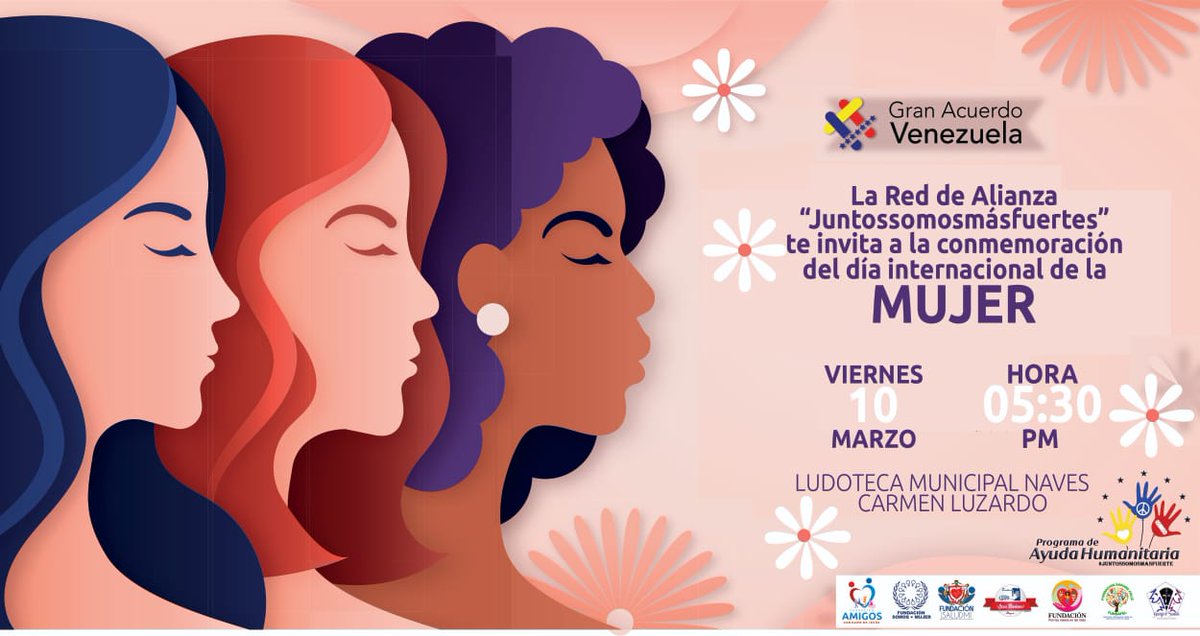 funsafel's tweet photo. #JuntosSomosMásFuertes invita a toda las mujeres araucanas a la gran conmemoración del Día de la Mujer, donde le haremos honor al gran trabajo y esfuerzo que hacen día a día. 

#JuntosSomosMásFuertes 
#SomosGranAcuerdoVzla https://t.co/uQAEE0pLTK