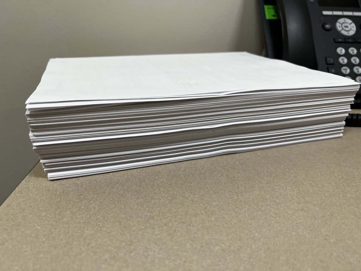 marklewismd's tweet photo. This👇🏻is the amount of paperwork necessary to ensure that a patient dying of cancer in America in 2023 can afford to support themselves in the last months of life 

For all of modern medicine’s advances we have so far to go when it comes to common sense &amp; normalizing compassion https://t.co/dy07Vxpisd