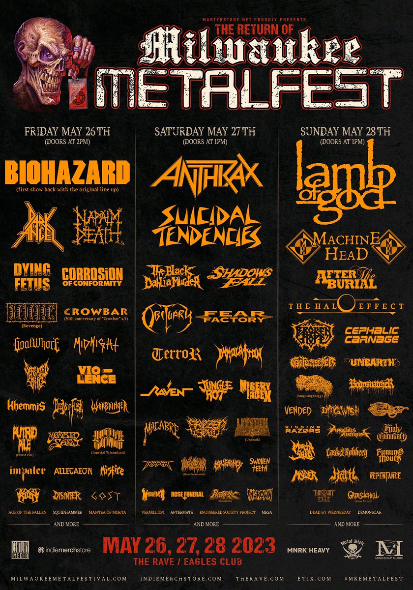 simswapperamij's tweet image. STACKED!!! Let’s goooo Memorial Day Weekend can’t come soon enough! therave.com/MetalFest