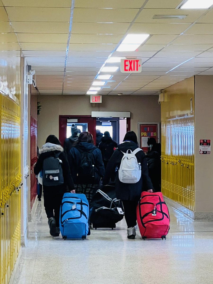 DFCHS students heading home for #MarchBreak. They are travelling up north by plane, it will take many hours before they reach home. I saw some hugging their stuffed animals as they prep for the long trip. Enjoy family time &amp; safe travels! #IndigenousEducation #Awayfromhome