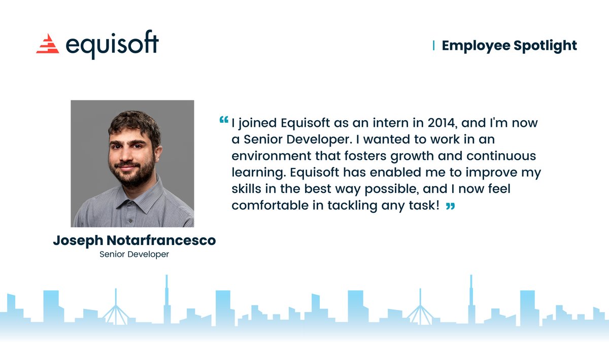 Meet our Senior Developer, Joe! We're so happy to have you as part of the Equisoft family! 

#HumansofEquisoft #LifeatEquisoft