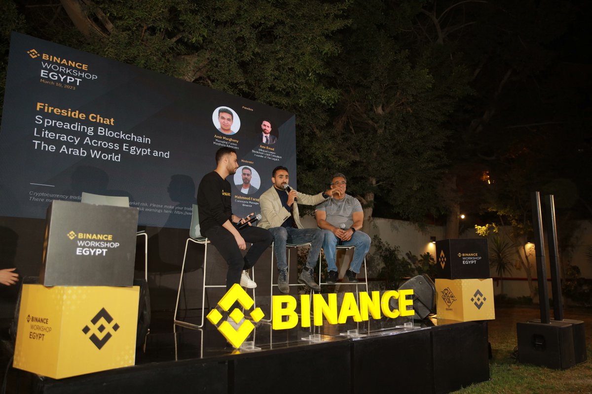 binance's tweet image. That's a wrap for our #BinanceWorkshop series in the MENA region!  

Thank you to our local community in Egypt who joined us today, it was great to discuss blockchain basics, trading, investing and more.

Where shall we go next?
