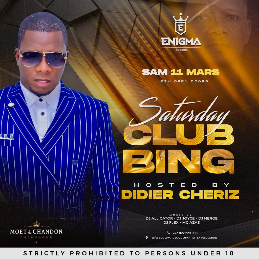 cherizdidier's tweet photo. 🚨 🚨SATURDAY CLUBBING🎙🎵.                Que votre SAMEDI soit Enigmatic🥳                           🗓Rendez-vous ce 11 Mars ⏰ 22h00                                                📍ENIGMA CLUB 🎵Joignez-vous à nous pour une nouvelle expérience  à ENIGMA CLUB. https://t.co/bw6quPl6GF