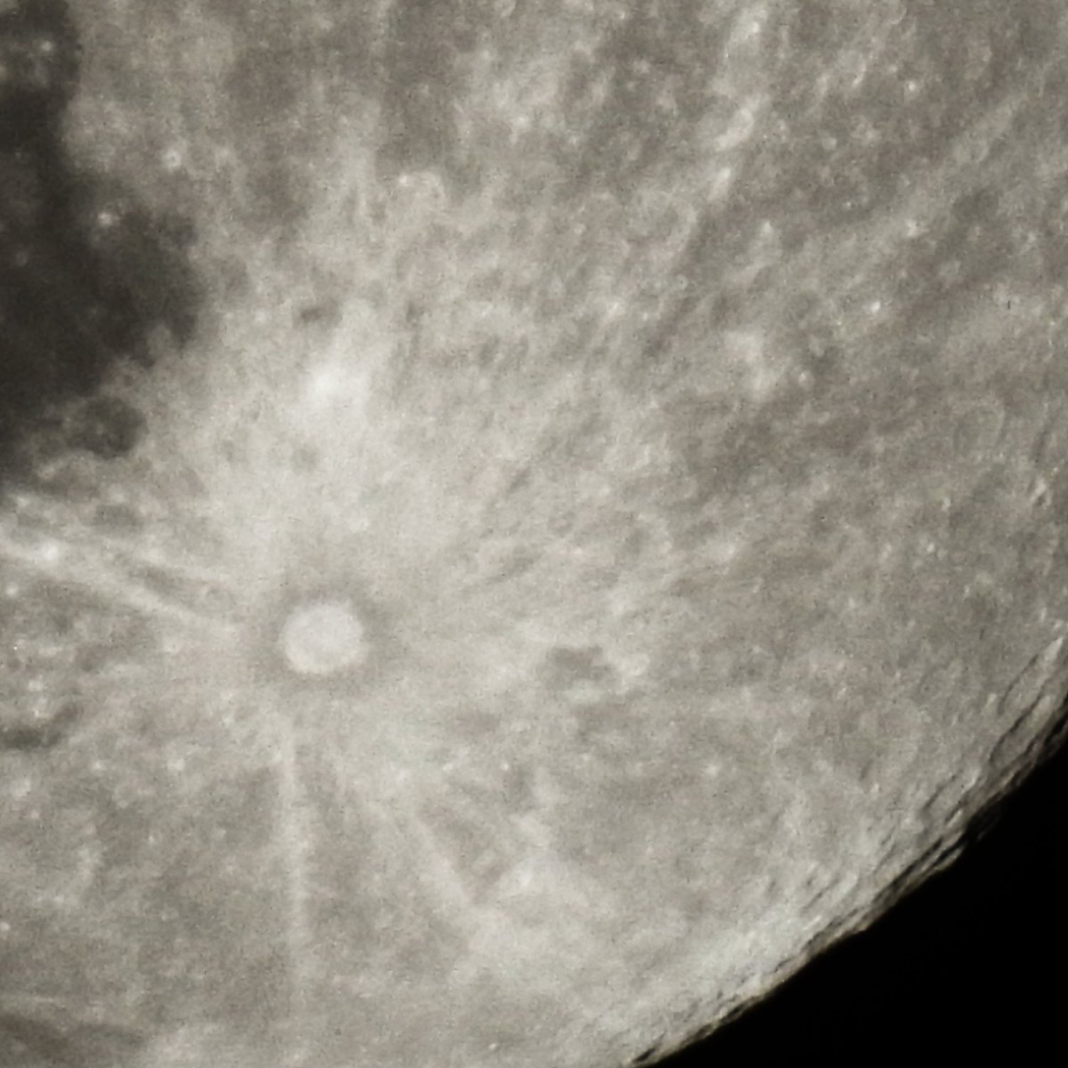 Full Zoom On Tycho Crater Approx. 53 Miles In Diameter / 108 Million Years Old. Shot W/ Nikon P900 📸🌕 #moon #lunar #tychocrater #Astrophotography #nikonphotography #nikonp900 #Space