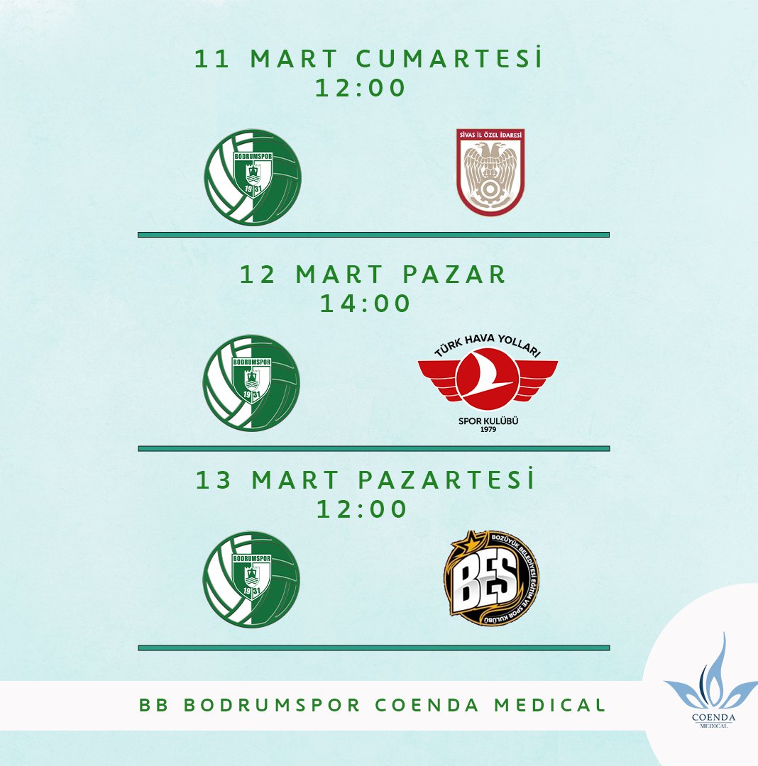BB_Bodrumspor's tweet image. Bugün Günlerden
BB Bodrumspor Coenda Medical
Kadın Voleybol 2. Lig çeyrek finalleri başlıyor 💚🤍
#Getdirect 🤗