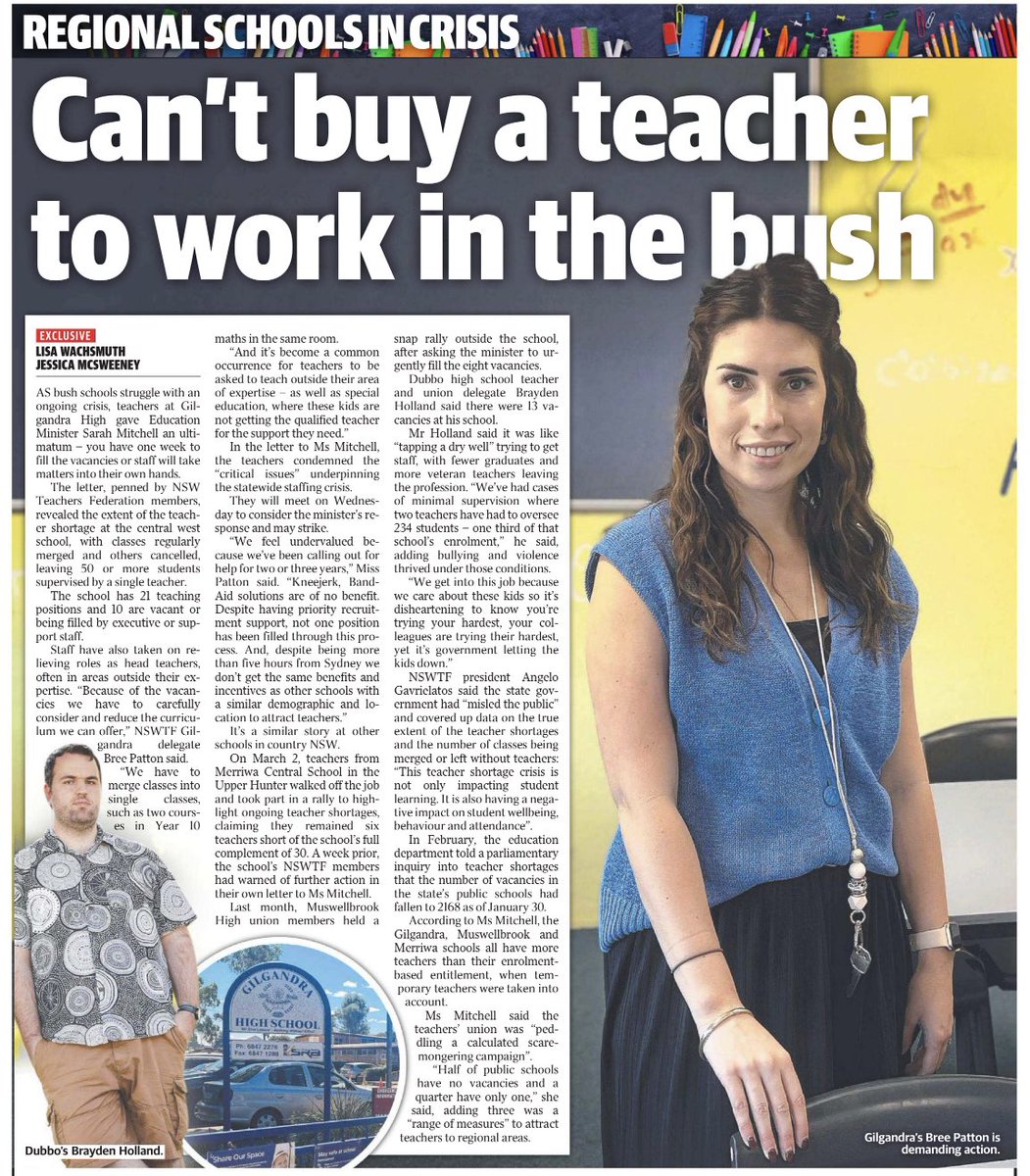 TeachersFed's tweet photo. .@smitchellmlc thinks 2 teachers forced to supervise 234 kids because of extreme teacher shortages is "scaremongering" and a "beat up". https://t.co/hUhPA5ylnc