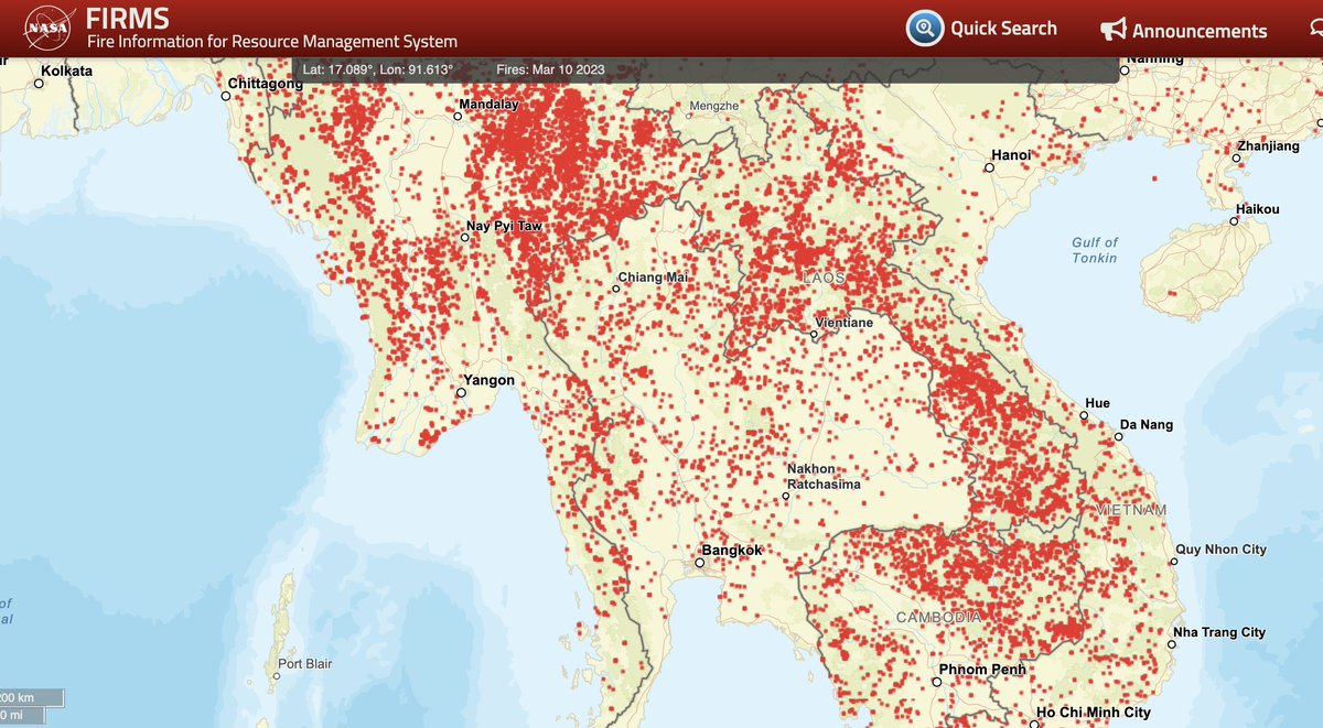 stevejross's tweet photo. @onthemove555 @ThaiEnquirer While much comes from Thailand most of the burning is coming from Cambodia border and Mynamar and Laos and can travel hundred of miles affecting Bangkok. See NASA Fire map for fire locations. https://t.co/YBa1lpT656 https://t.co/XZA8fG7OHy